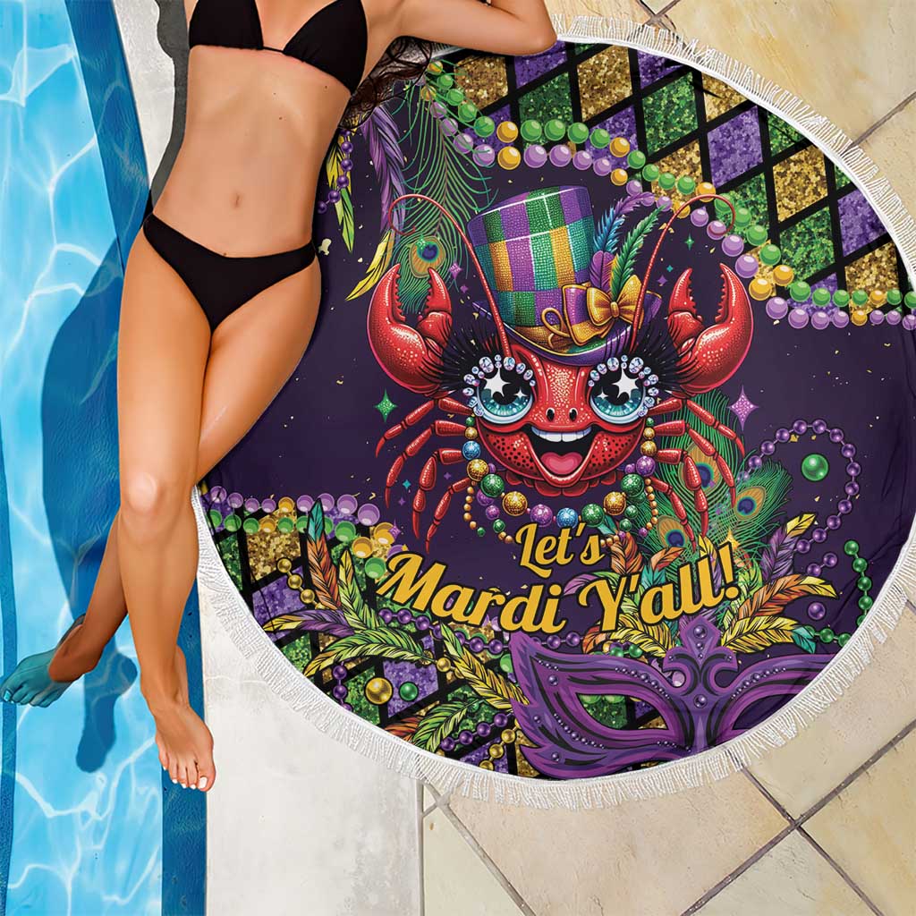 Mardi Gras Crawfish Beach Blanket Let's Mardi Y'all - Wonder Print Shop
