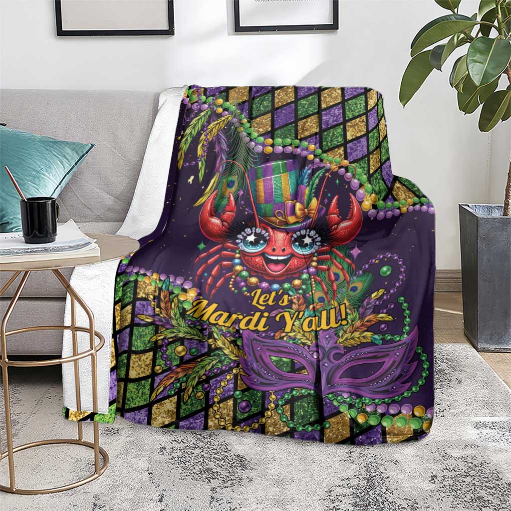 Mardi Gras Crawfish Blanket Let's Mardi Y'all - Wonder Print Shop