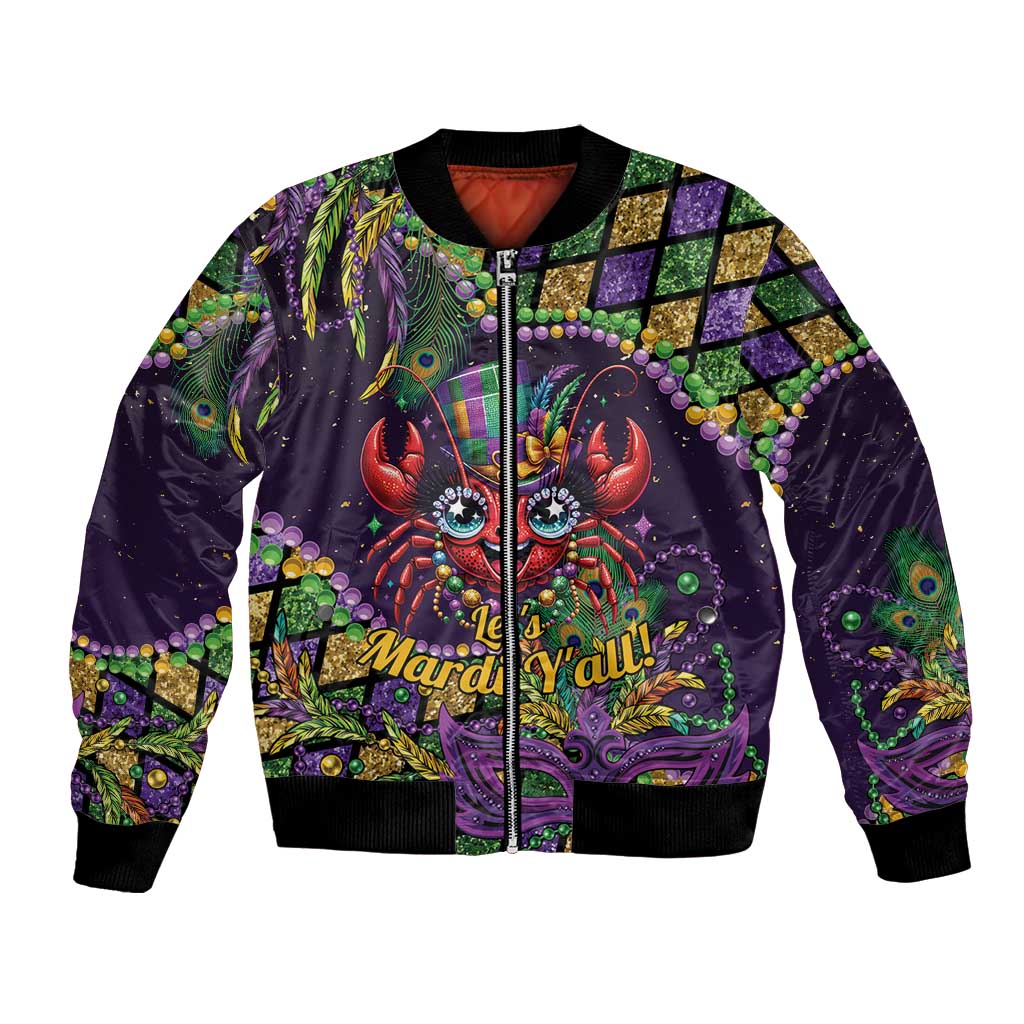 Mardi Gras Crawfish Bomber Jacket Let's Mardi Y'all - Wonder Print Shop