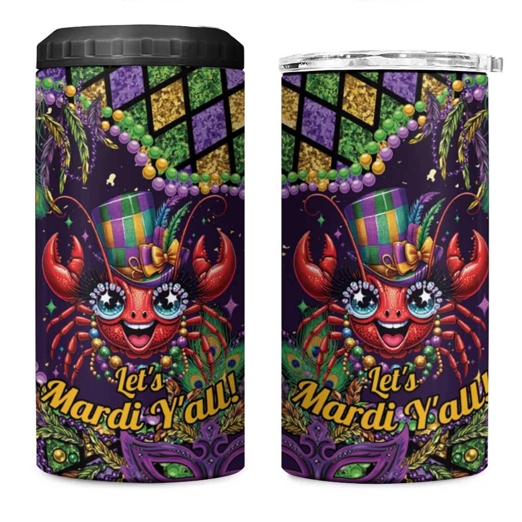 Mardi Gras Crawfish 4 in 1 Can Cooler Tumbler Let's Mardi Y'all - Wonder Print Shop