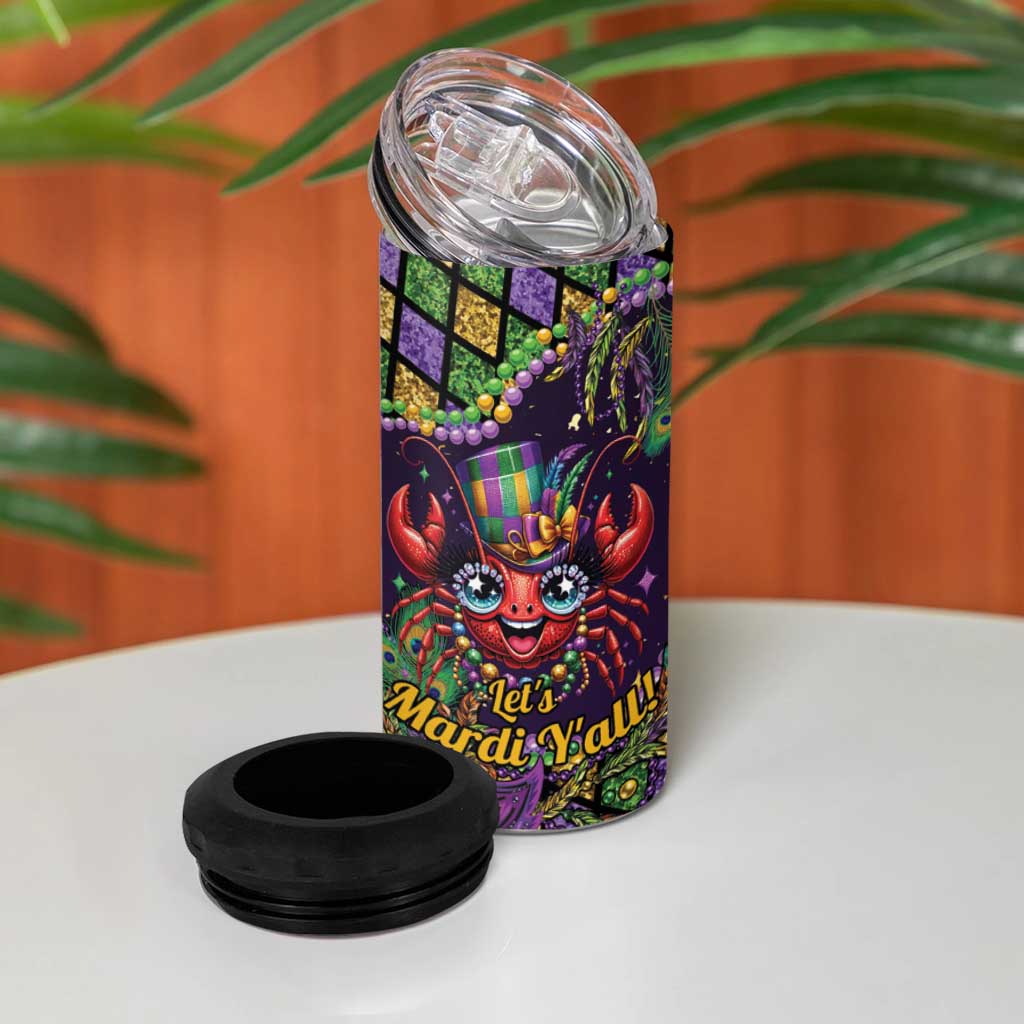 Mardi Gras Crawfish 4 in 1 Can Cooler Tumbler Let's Mardi Y'all - Wonder Print Shop