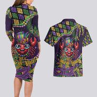 Mardi Gras Crawfish Couples Matching Long Sleeve Bodycon Dress and Hawaiian Shirt Let's Mardi Y'all - Wonder Print Shop