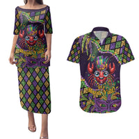 Mardi Gras Crawfish Couples Matching Puletasi and Hawaiian Shirt Let's Mardi Y'all - Wonder Print Shop