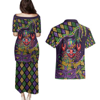 Mardi Gras Crawfish Couples Matching Puletasi and Hawaiian Shirt Let's Mardi Y'all - Wonder Print Shop