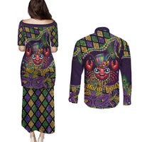 Mardi Gras Crawfish Couples Matching Puletasi and Long Sleeve Button Shirt Let's Mardi Y'all - Wonder Print Shop