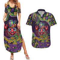Mardi Gras Crawfish Couples Matching Summer Maxi Dress and Hawaiian Shirt Let's Mardi Y'all - Wonder Print Shop