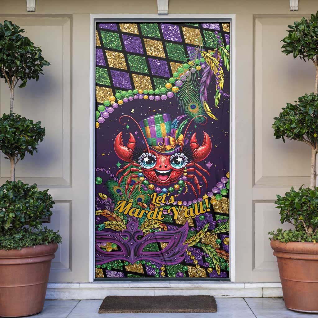 Mardi Gras Crawfish Door Cover Let's Mardi Y'all - Wonder Print Shop
