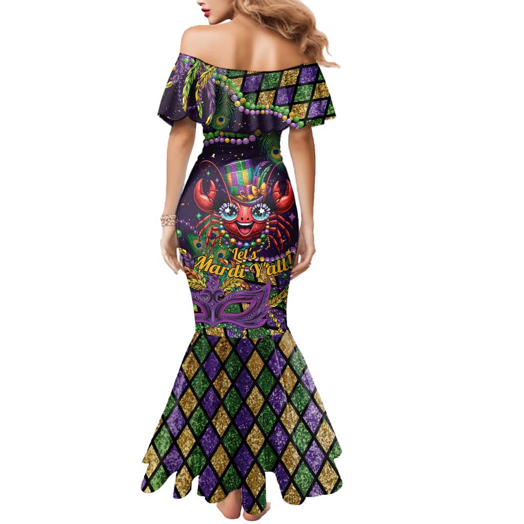 Mardi Gras Crawfish Family Matching Mermaid Dress and Hawaiian Shirt Let's Mardi Y'all - Wonder Print Shop