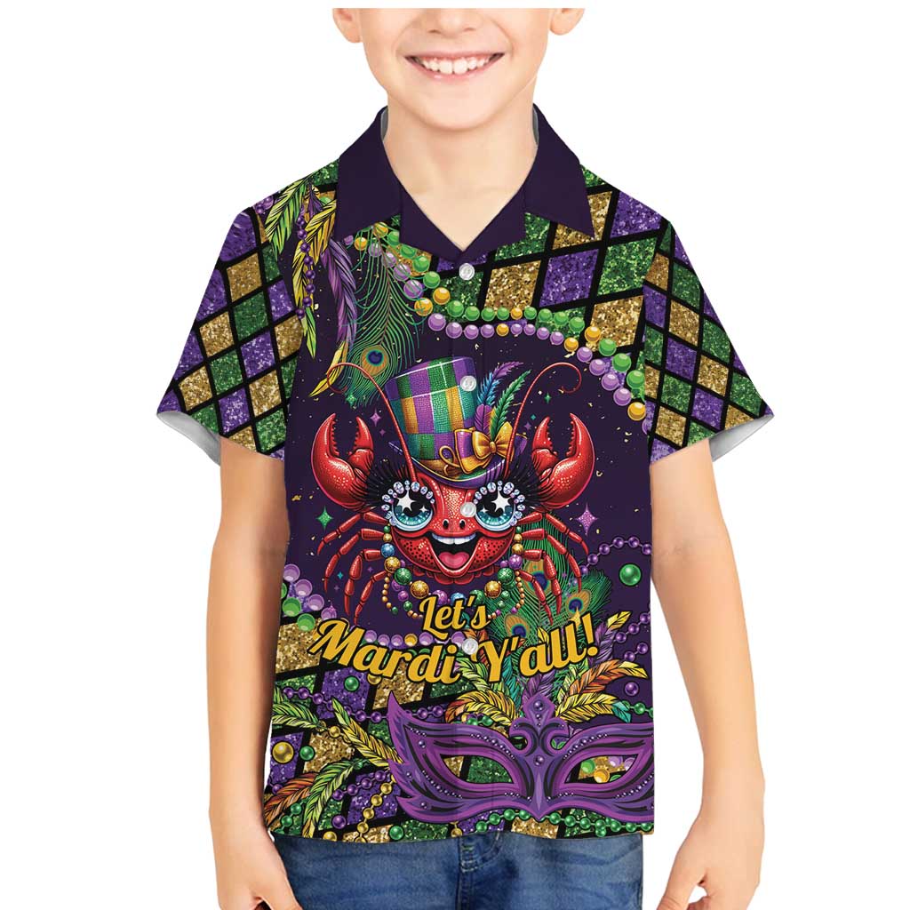 Mardi Gras Crawfish Family Matching Mermaid Dress and Hawaiian Shirt Let's Mardi Y'all - Wonder Print Shop