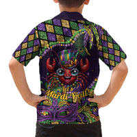 Mardi Gras Crawfish Family Matching Off The Shoulder Long Sleeve Dress and Hawaiian Shirt Let's Mardi Y'all - Wonder Print Shop