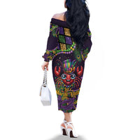 Mardi Gras Crawfish Family Matching Off The Shoulder Long Sleeve Dress and Hawaiian Shirt Let's Mardi Y'all - Wonder Print Shop