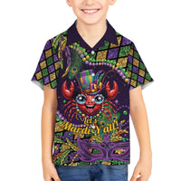 Mardi Gras Crawfish Family Matching Off The Shoulder Long Sleeve Dress and Hawaiian Shirt Let's Mardi Y'all - Wonder Print Shop