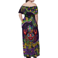 Mardi Gras Crawfish Family Matching Off Shoulder Maxi Dress and Hawaiian Shirt Let's Mardi Y'all - Wonder Print Shop