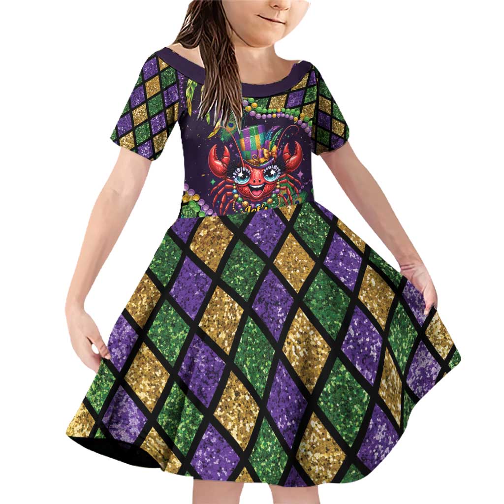 Mardi Gras Crawfish Family Matching Off Shoulder Short Dress and Hawaiian Shirt Let's Mardi Y'all - Wonder Print Shop