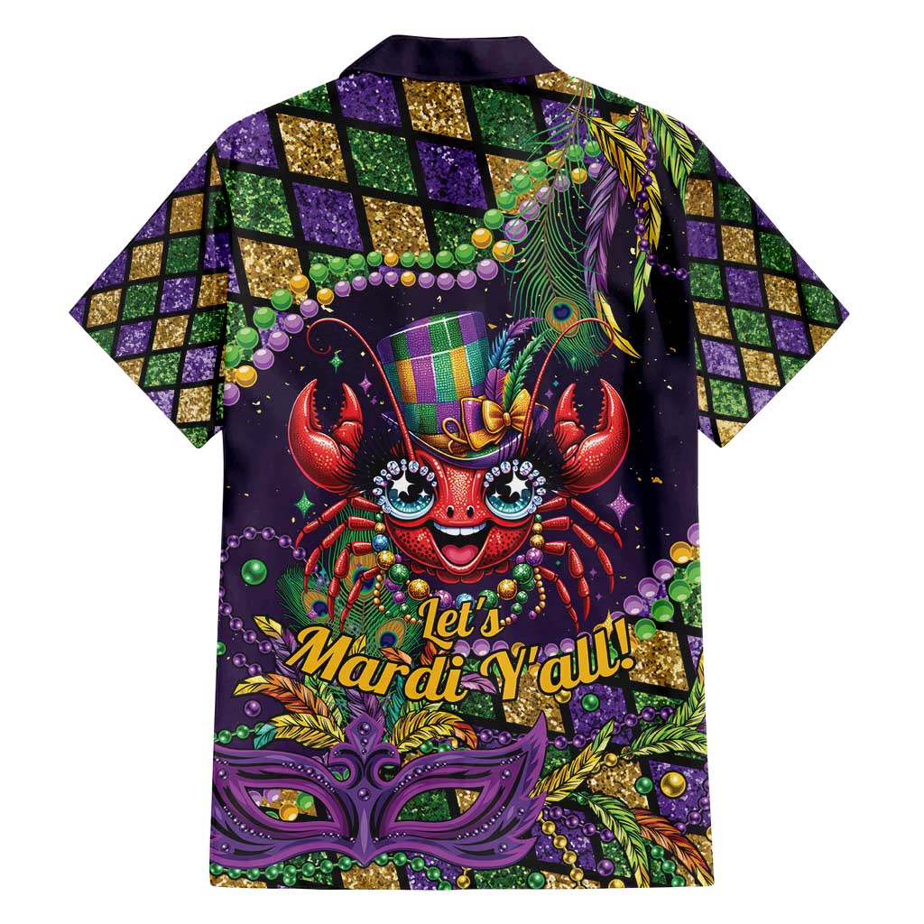 Mardi Gras Crawfish Family Matching Off Shoulder Short Dress and Hawaiian Shirt Let's Mardi Y'all - Wonder Print Shop
