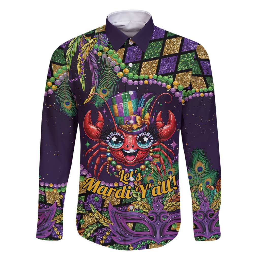 Mardi Gras Crawfish Family Matching Off Shoulder Short Dress and Hawaiian Shirt Let's Mardi Y'all - Wonder Print Shop
