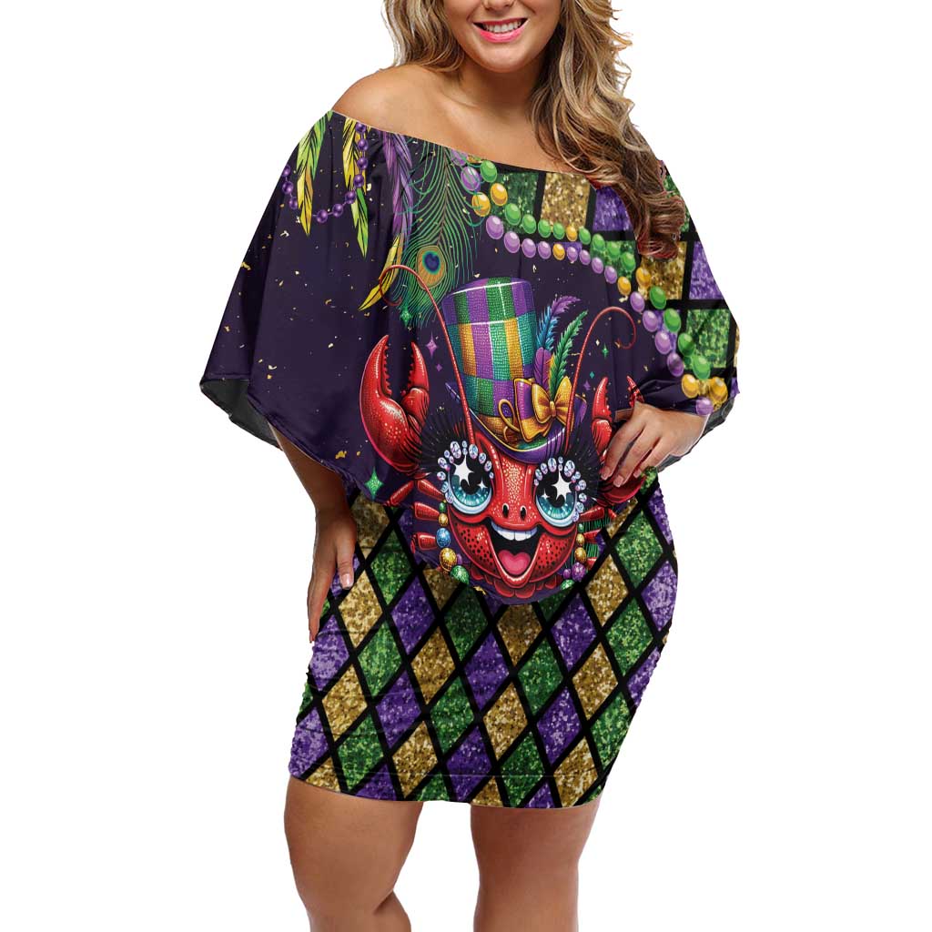 Mardi Gras Crawfish Family Matching Off Shoulder Short Dress and Hawaiian Shirt Let's Mardi Y'all - Wonder Print Shop