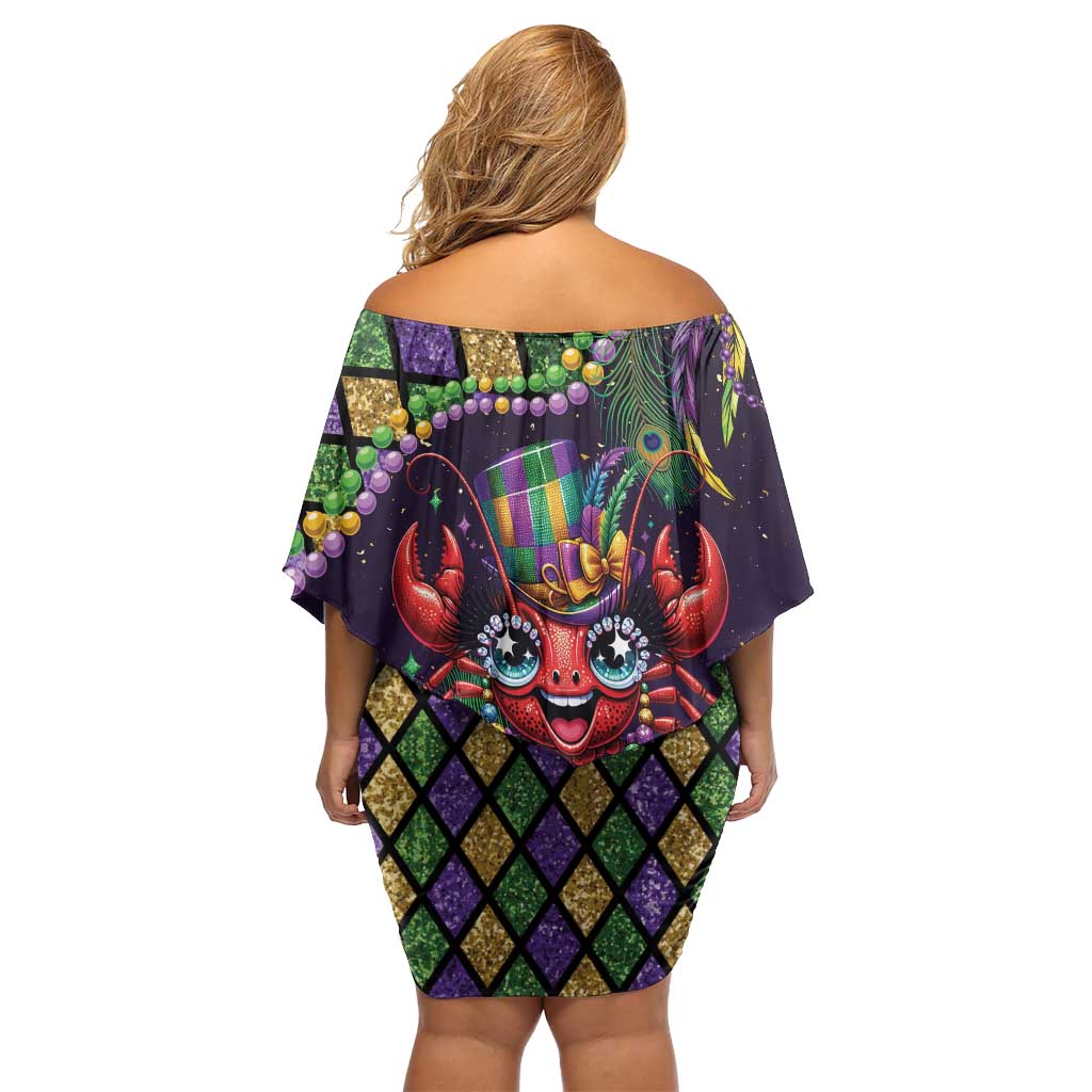 Mardi Gras Crawfish Family Matching Off Shoulder Short Dress and Hawaiian Shirt Let's Mardi Y'all - Wonder Print Shop