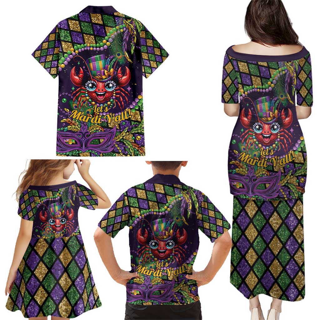 Mardi Gras Crawfish Family Matching Puletasi and Hawaiian Shirt Let's Mardi Y'all - Wonder Print Shop