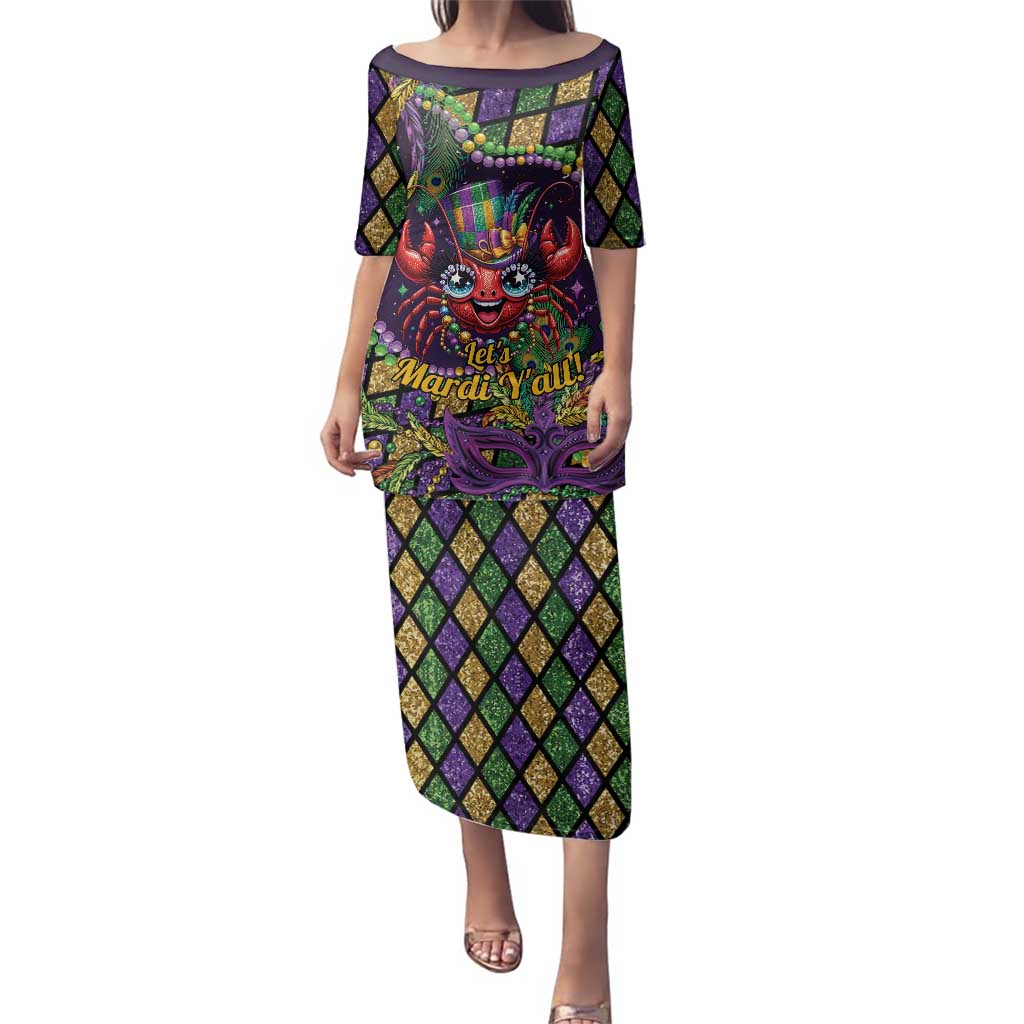 Mardi Gras Crawfish Family Matching Puletasi and Hawaiian Shirt Let's Mardi Y'all - Wonder Print Shop