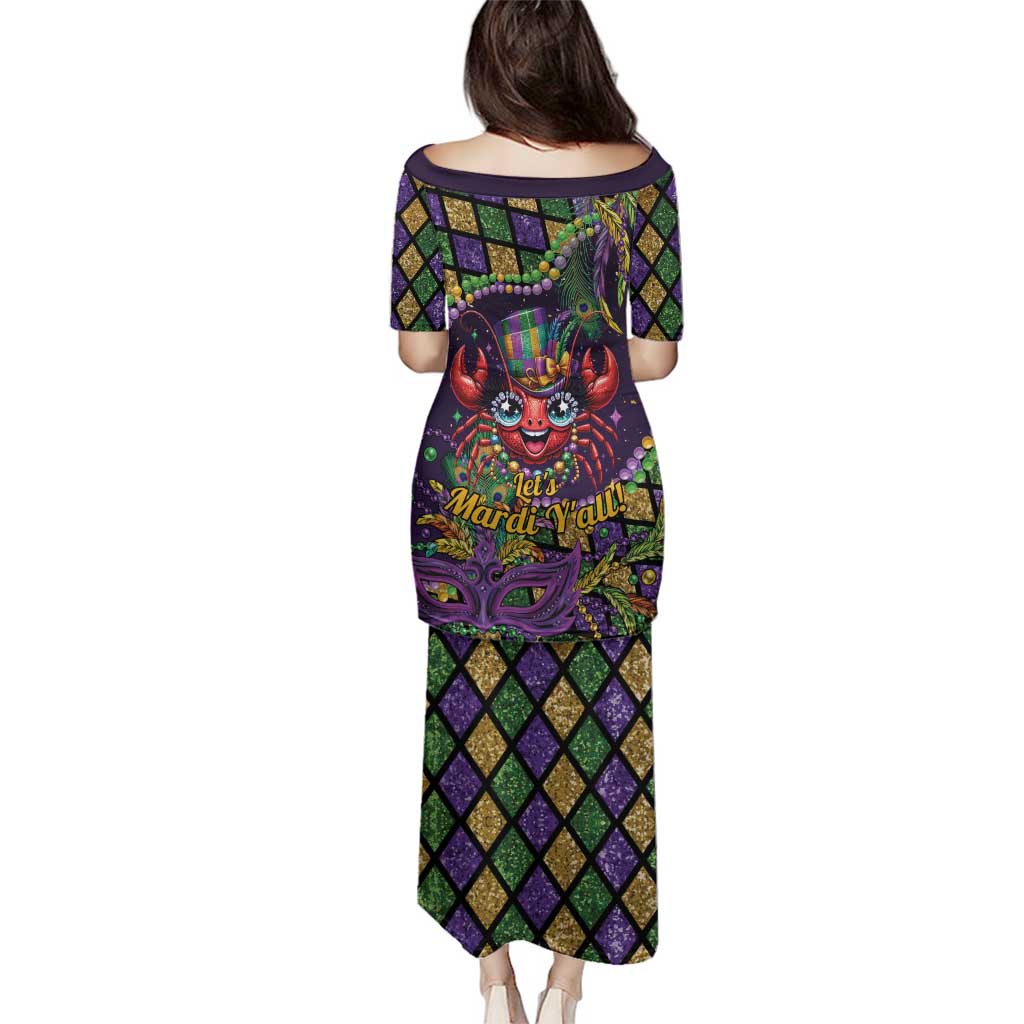 Mardi Gras Crawfish Family Matching Puletasi and Hawaiian Shirt Let's Mardi Y'all - Wonder Print Shop