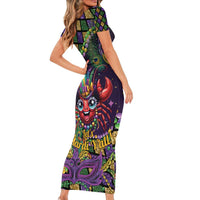 Mardi Gras Crawfish Family Matching Short Sleeve Bodycon Dress and Hawaiian Shirt Let's Mardi Y'all - Wonder Print Shop