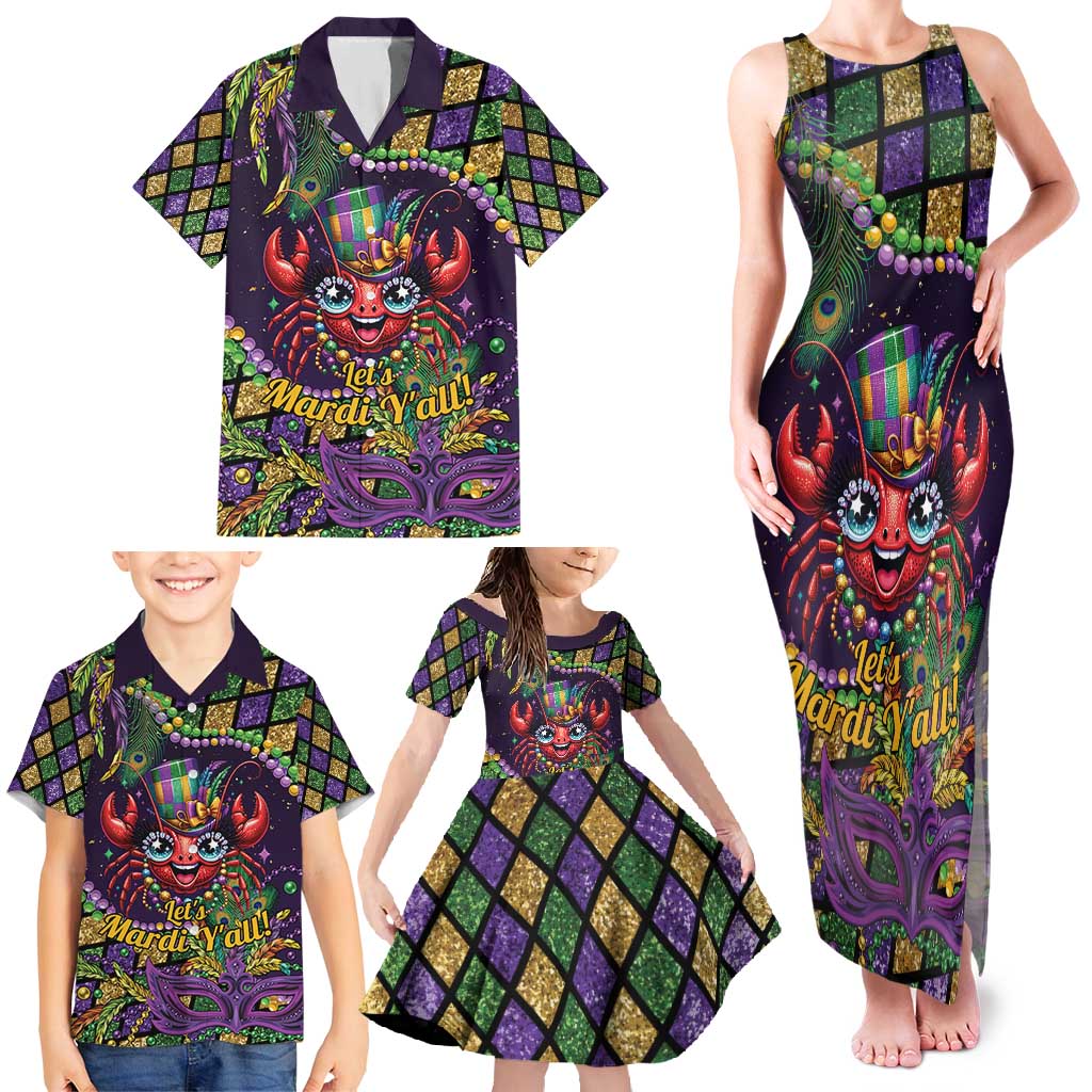 Mardi Gras Crawfish Family Matching Tank Maxi Dress and Hawaiian Shirt Let's Mardi Y'all - Wonder Print Shop