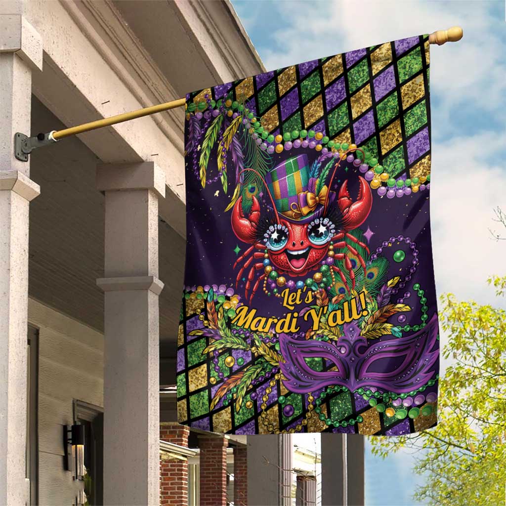 Mardi Gras Crawfish Garden Flag Let's Mardi Y'all - Wonder Print Shop