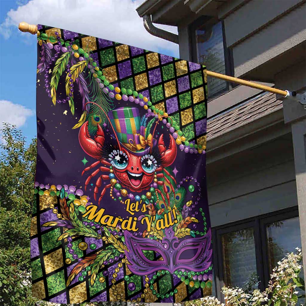 Mardi Gras Crawfish Garden Flag Let's Mardi Y'all - Wonder Print Shop
