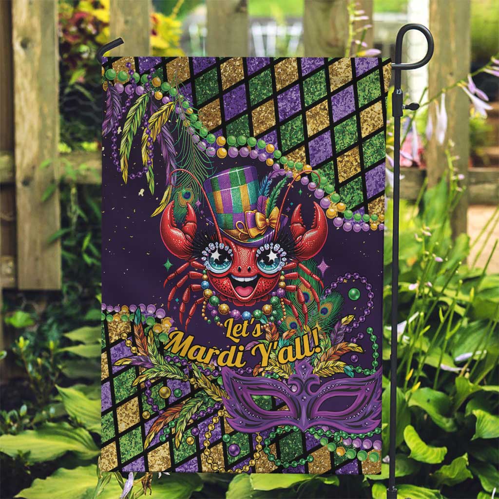 Mardi Gras Crawfish Garden Flag Let's Mardi Y'all - Wonder Print Shop