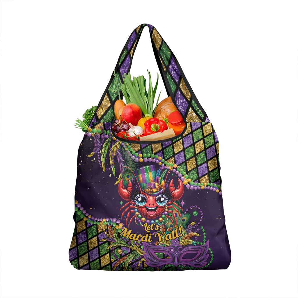 Mardi Gras Crawfish Grocery Bag Let's Mardi Y'all - Wonder Print Shop