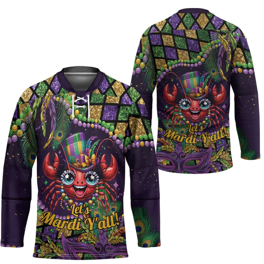 Mardi Gras Crawfish Hockey Jersey Let's Mardi Y'all - Wonder Print Shop