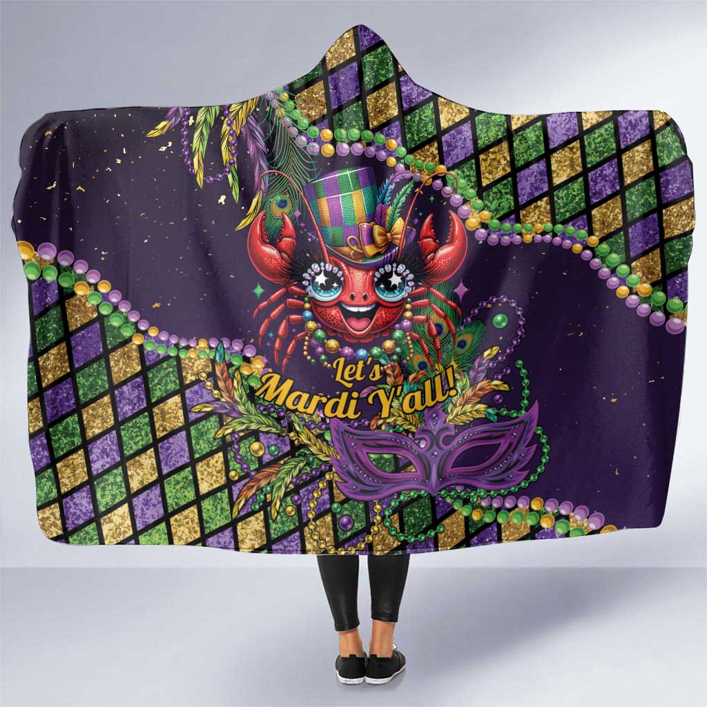 Mardi Gras Crawfish Hooded Blanket Let's Mardi Y'all - Wonder Print Shop