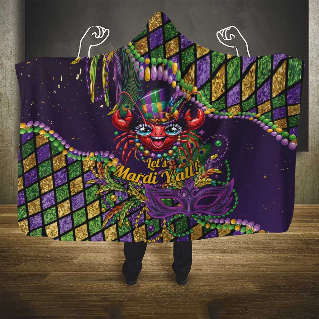 Mardi Gras Crawfish Hooded Blanket Let's Mardi Y'all - Wonder Print Shop