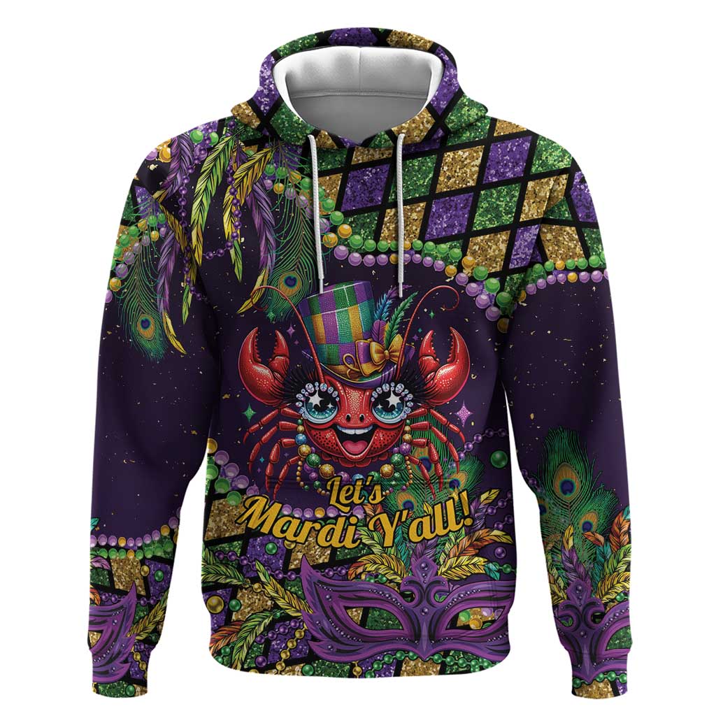 Mardi Gras Crawfish Hoodie Let's Mardi Y'all - Wonder Print Shop
