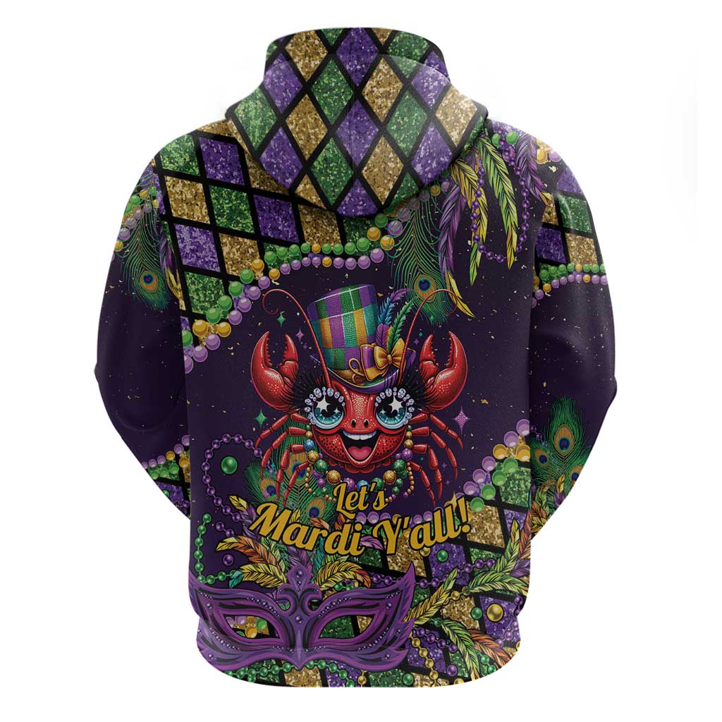 Mardi Gras Crawfish Hoodie Let's Mardi Y'all - Wonder Print Shop