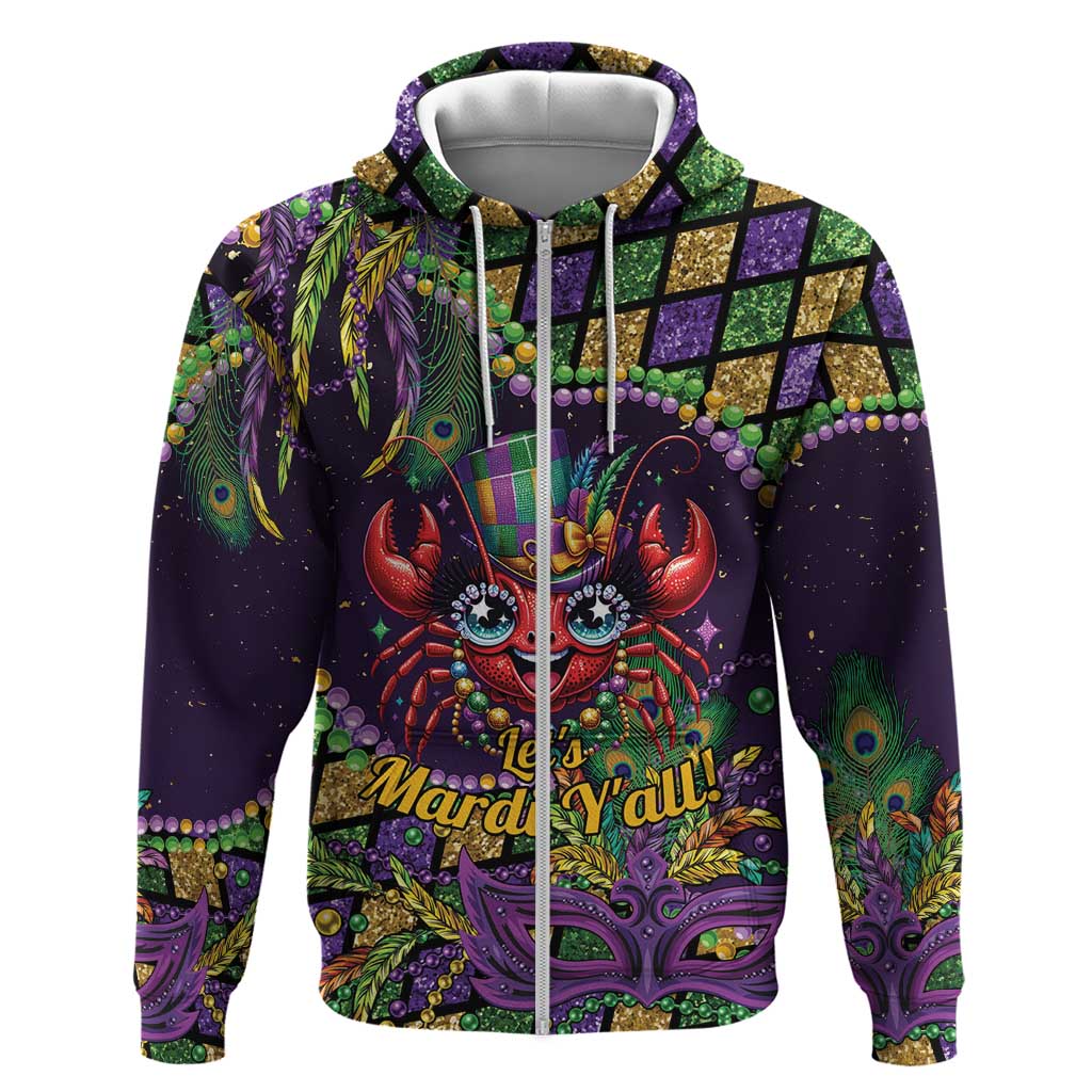 Mardi Gras Crawfish Hoodie Let's Mardi Y'all - Wonder Print Shop