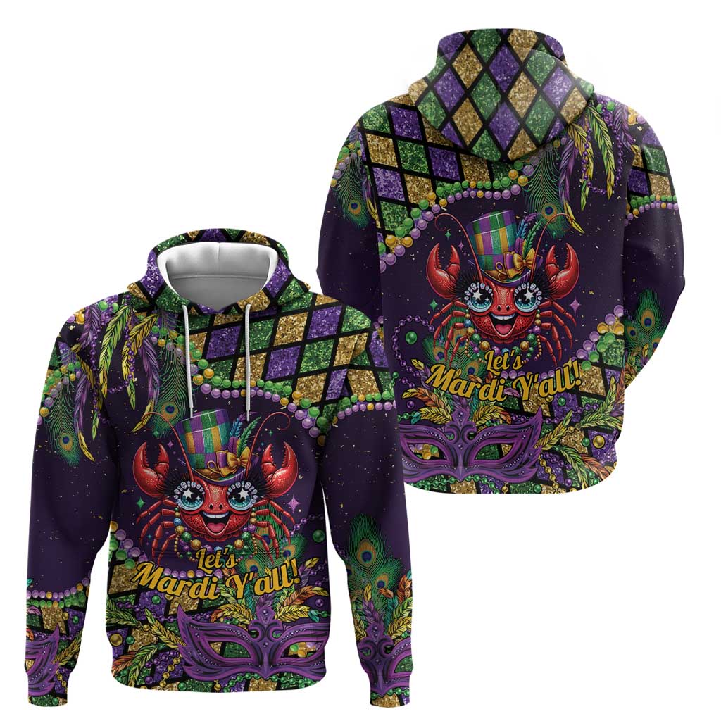 Mardi Gras Crawfish Hoodie Let's Mardi Y'all - Wonder Print Shop