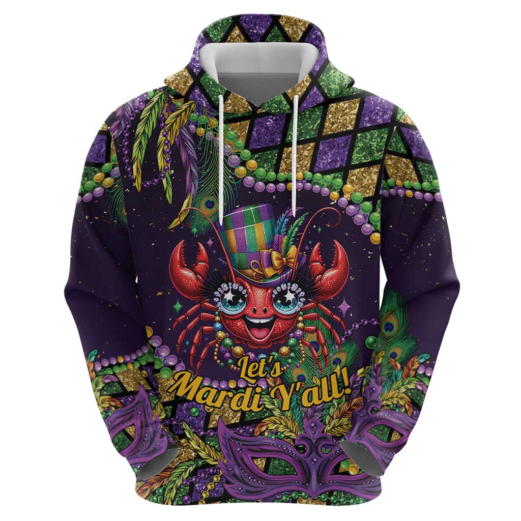 Mardi Gras Crawfish Hoodie Let's Mardi Y'all - Wonder Print Shop
