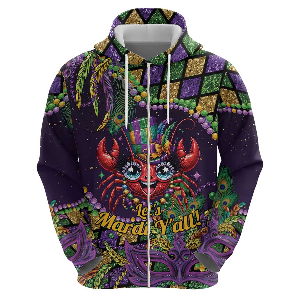 Mardi Gras Crawfish Hoodie Let's Mardi Y'all - Wonder Print Shop