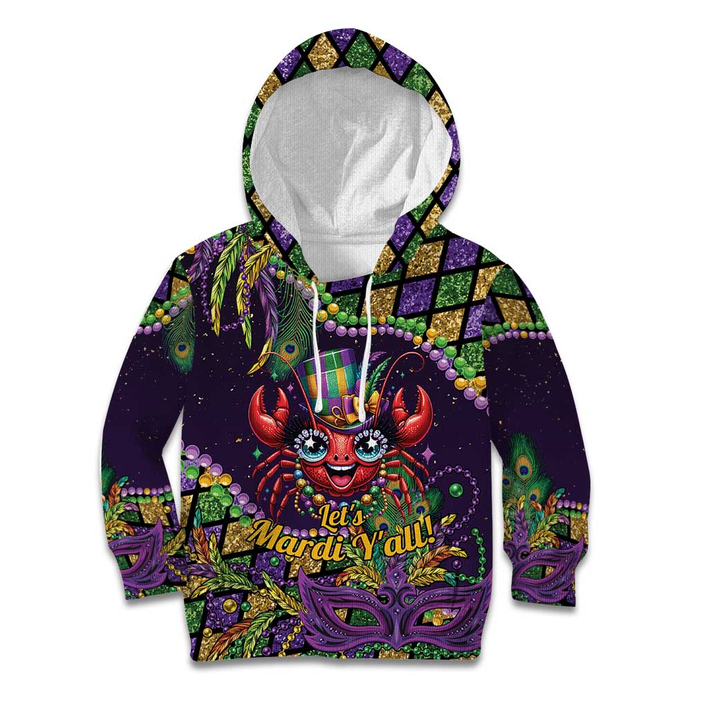 Mardi Gras Crawfish Kid Hoodie Let's Mardi Y'all - Wonder Print Shop