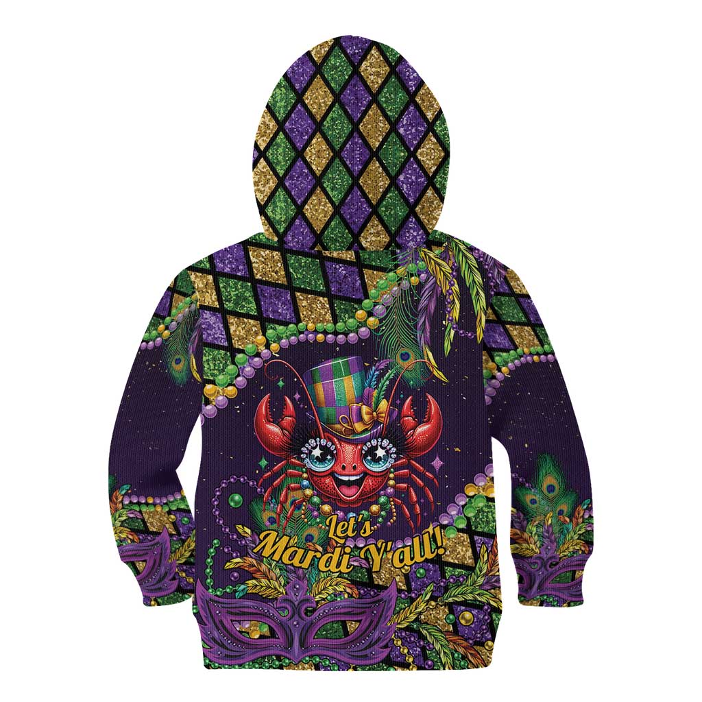 Mardi Gras Crawfish Kid Hoodie Let's Mardi Y'all - Wonder Print Shop