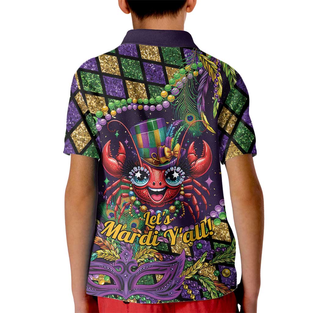 Mardi Gras Crawfish Kid Polo Shirt Let's Mardi Y'all - Wonder Print Shop
