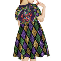 Mardi Gras Crawfish Kid Short Sleeve Dress Let's Mardi Y'all - Wonder Print Shop