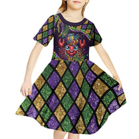 Mardi Gras Crawfish Kid Short Sleeve Dress Let's Mardi Y'all - Wonder Print Shop