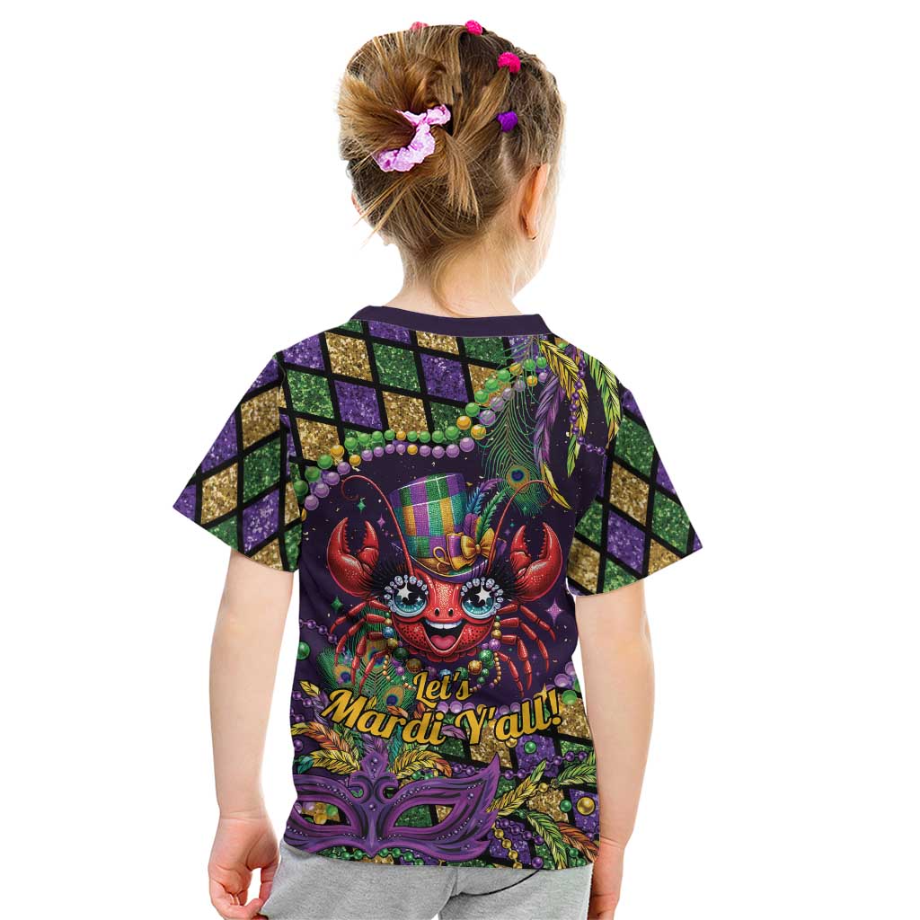 Mardi Gras Crawfish Kid T Shirt Let's Mardi Y'all - Wonder Print Shop