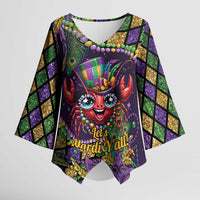 Mardi Gras Crawfish Kimono Sleeve Blouse Let's Mardi Y'all - Wonder Print Shop