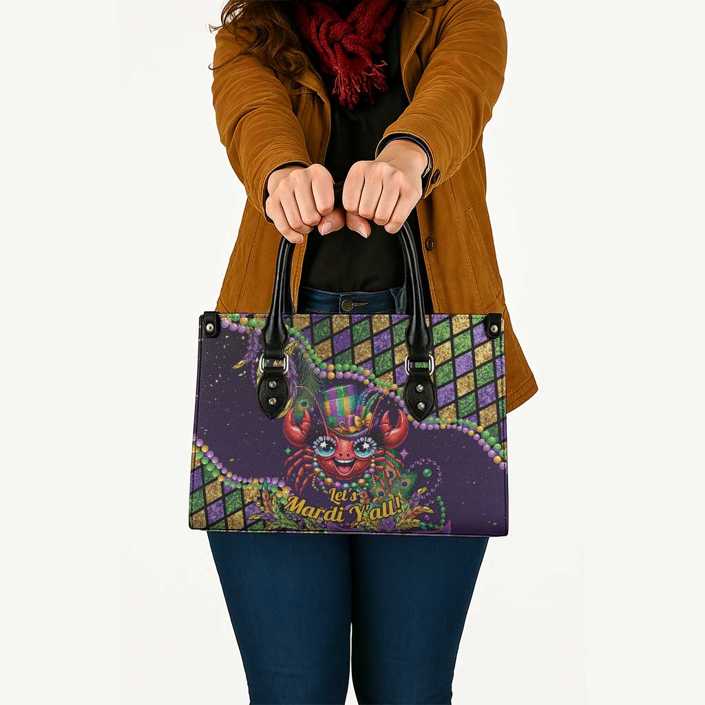 Mardi Gras Crawfish Leather Bag Let's Mardi Y'all - Wonder Print Shop