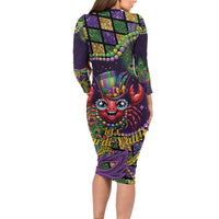 Mardi Gras Crawfish Long Sleeve Bodycon Dress Let's Mardi Y'all - Wonder Print Shop