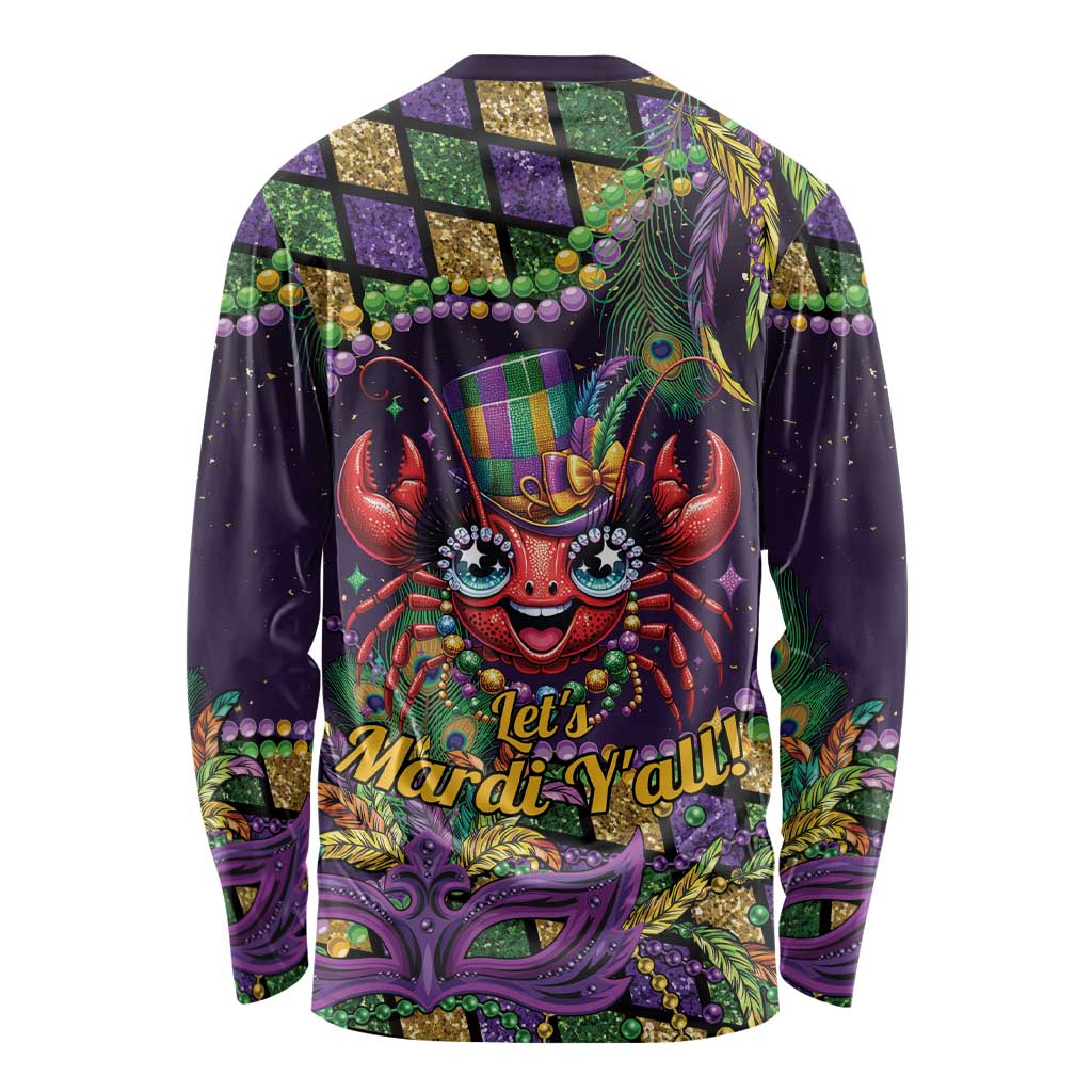 Mardi Gras Crawfish Long Sleeve Shirt Let's Mardi Y'all - Wonder Print Shop